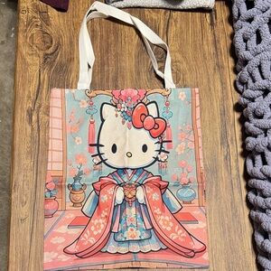 Hello Kitty Elegant Floral Tote - Pink and Blue